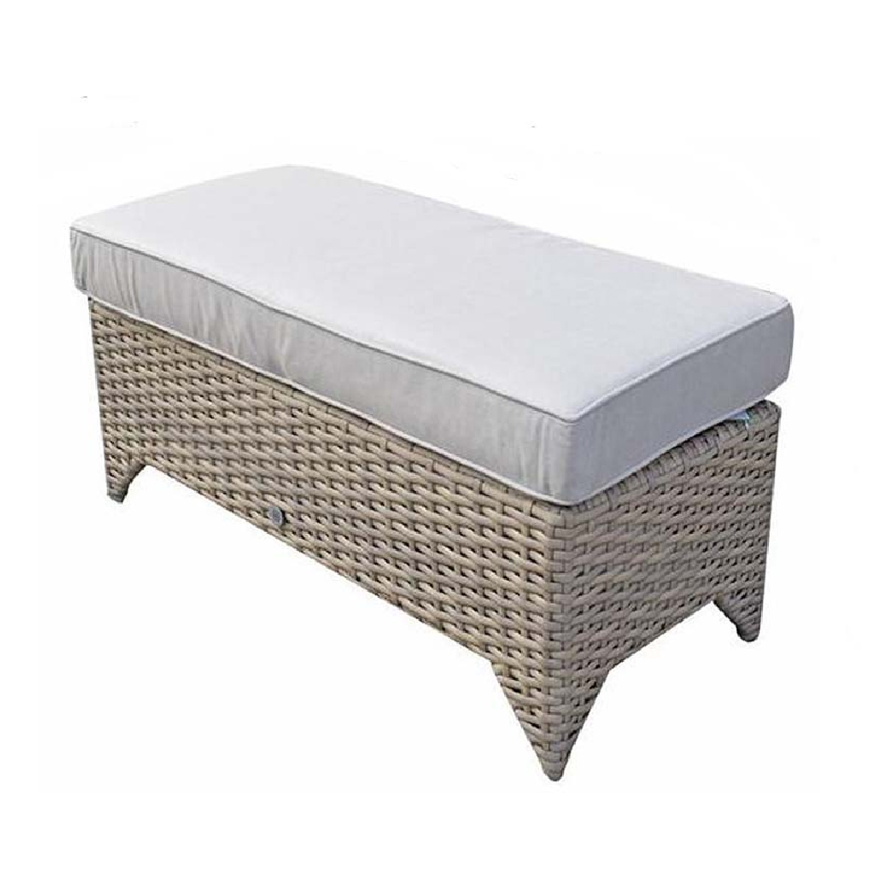 Savvy Rattan Garden Ottoman Bench With Cushion In Natural