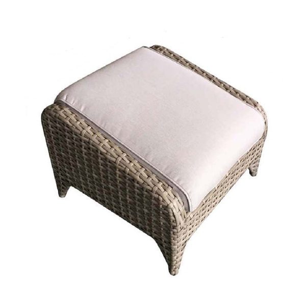 Savvy Rattan Garden Ottoman With Cushion In Natural | Bed Sava