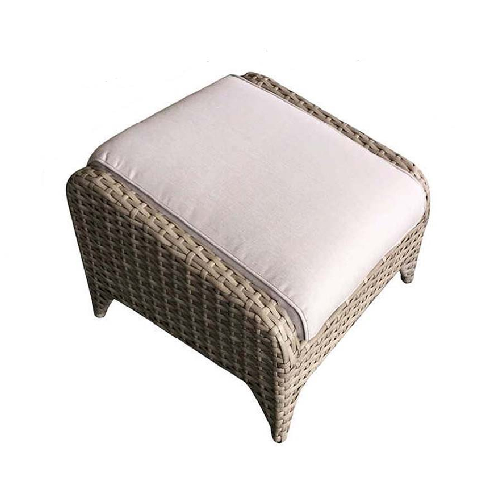 Savvy Rattan Garden Ottoman With Cushion In Natural