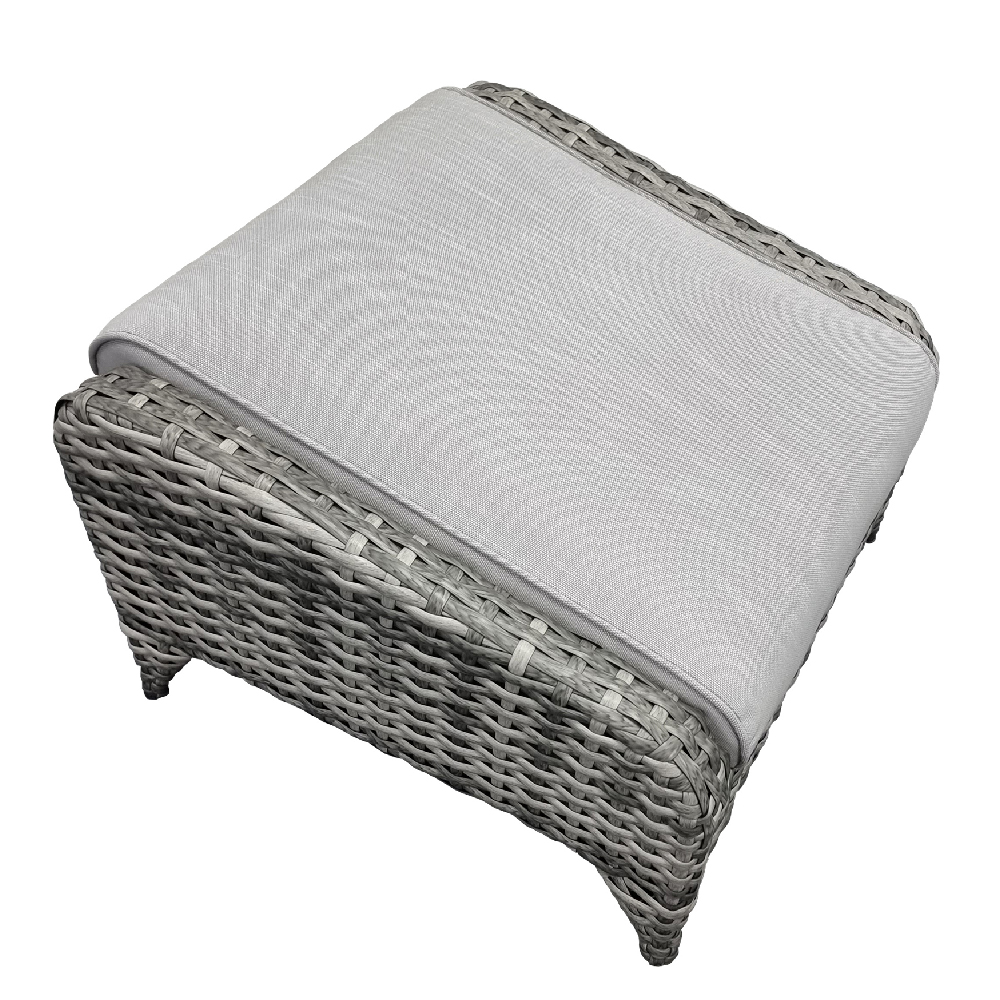 Savvy Rattan Outdoor Ottoman With Cushion In Grey