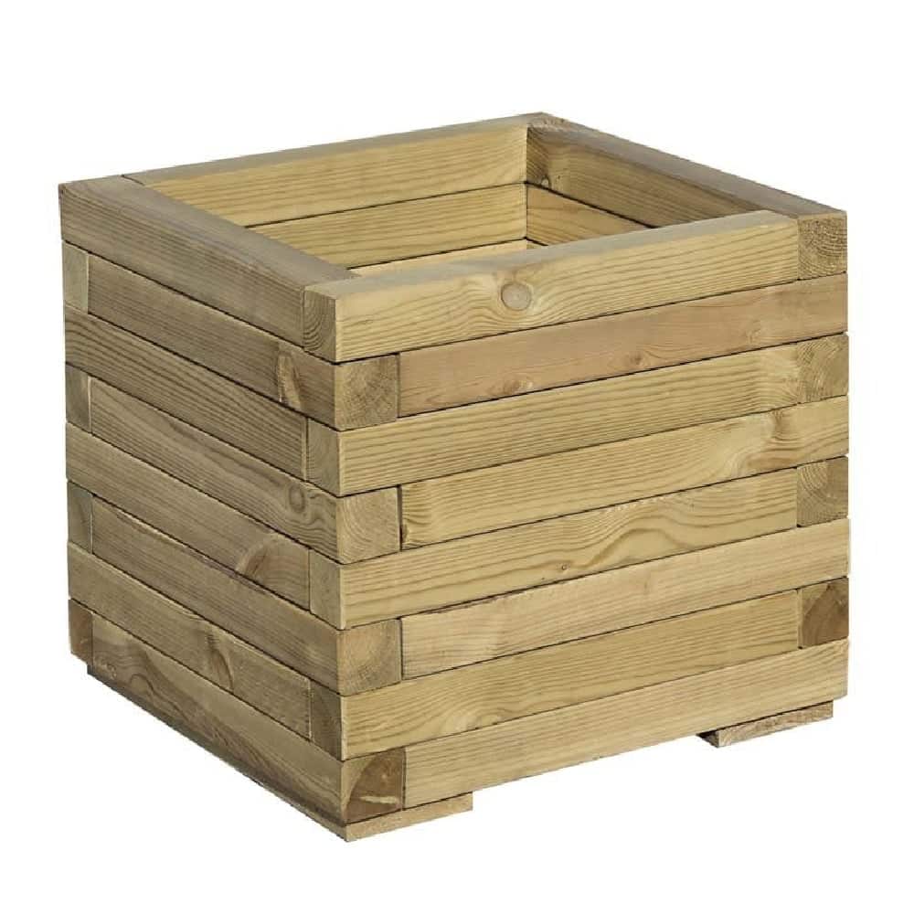 Sawrey Wooden Garden Square Patio Planter In Natural