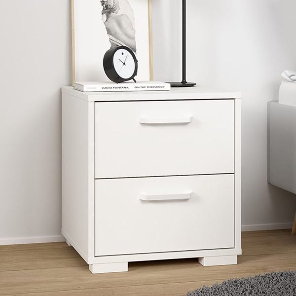 Sayreville Wooden Bedside Cabinet With 2 Drawers In White | Bed Sava