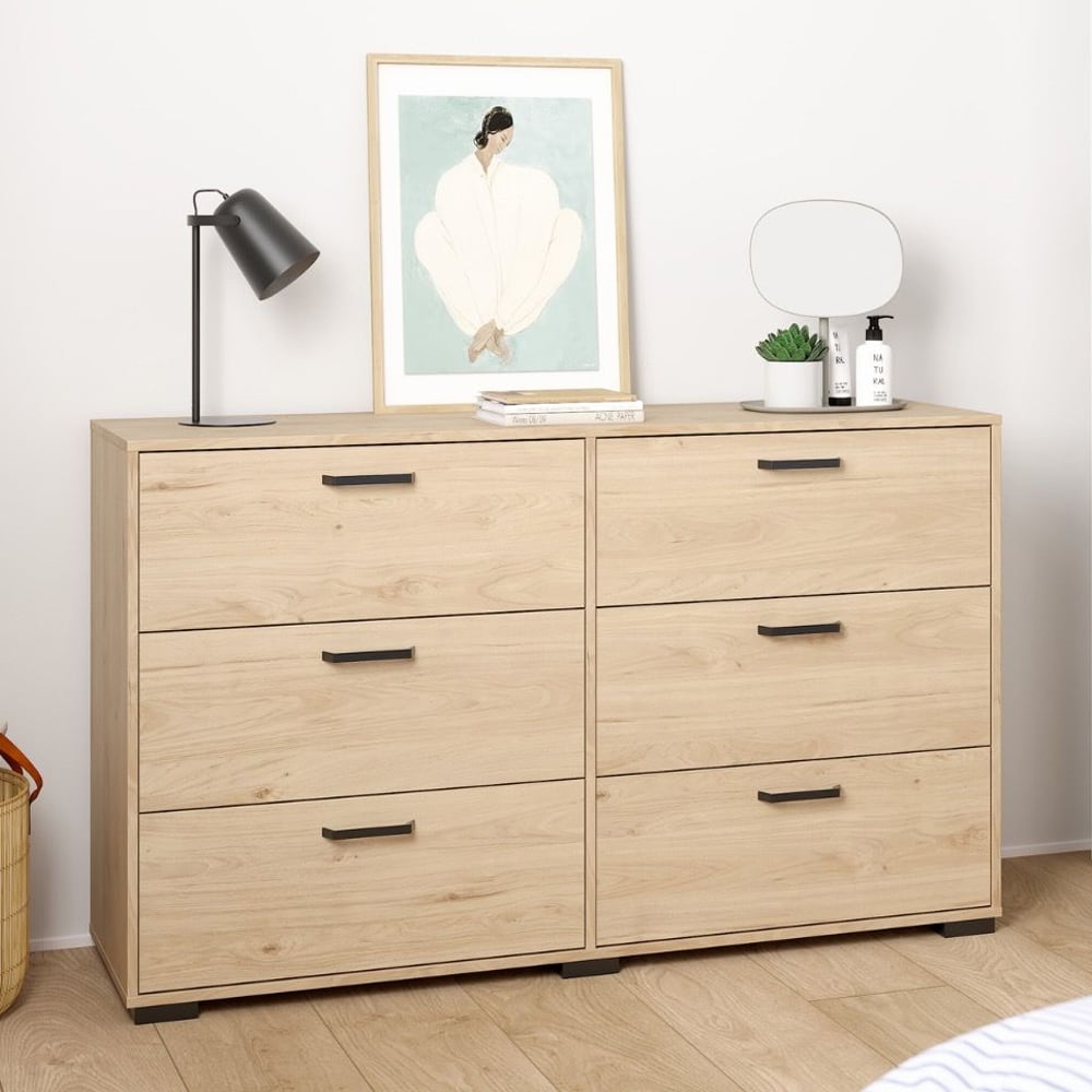Sayreville Wooden Chest Of 6 Drawers In Jackson Hickory