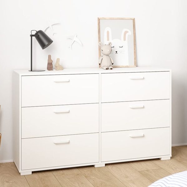 Sayreville Wooden Chest Of 6 Drawers In White | Bed Sava