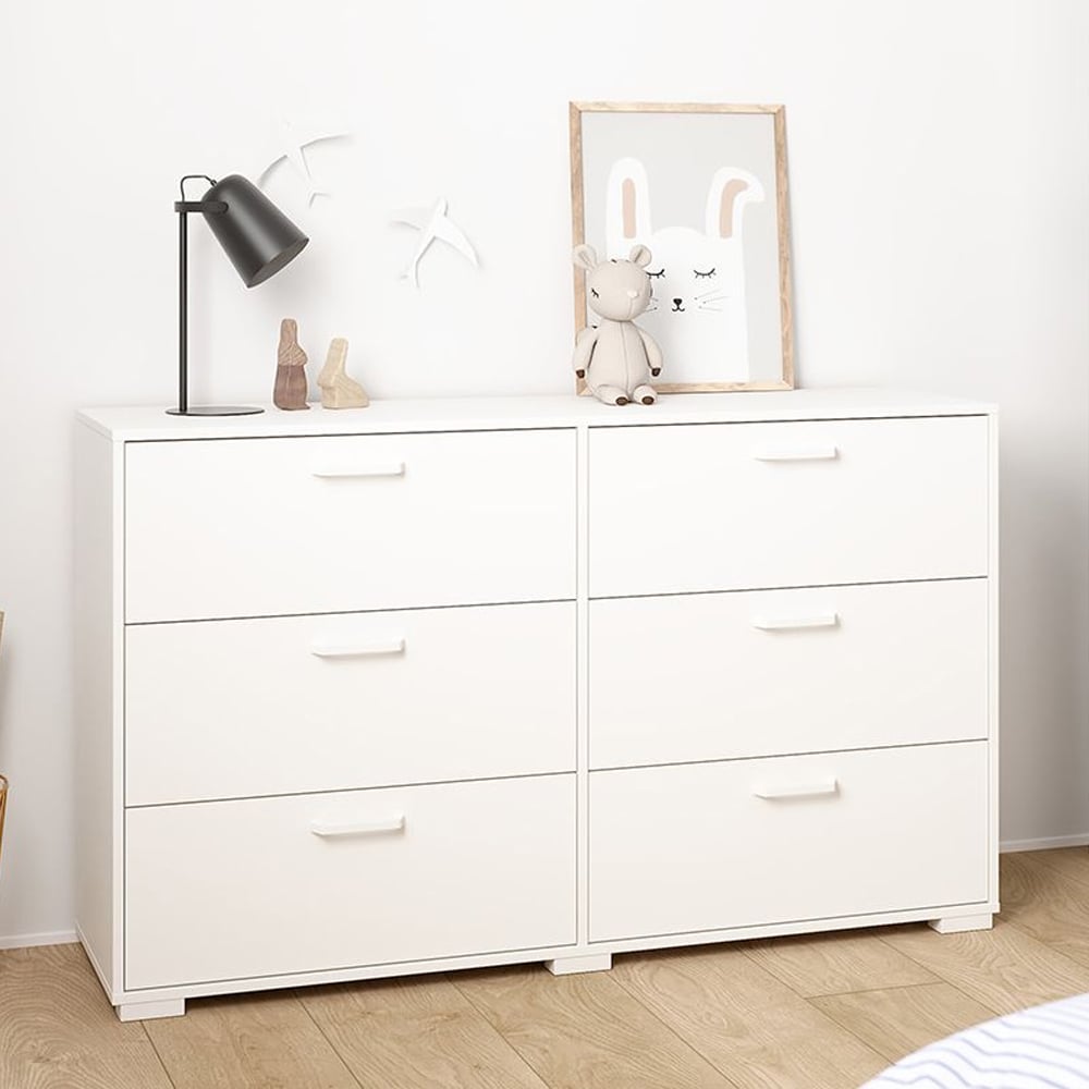 Sayreville Wooden Chest Of 6 Drawers In White