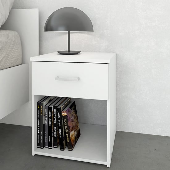 Scalia Wooden Bedside Cabinet With 1 Drawer In White