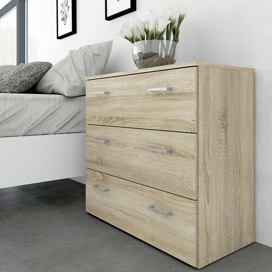 Scalia Wooden Chest Of 3 Drawers In Oak