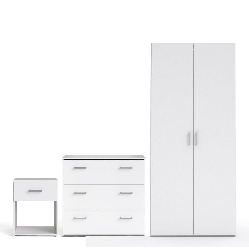 Scalia Wooden Furniture Set With 2 Doors Wardrobe In White