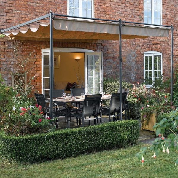 Scarborough Aluminium Garden Canopy In Gunmetal Grey | Bed Sava