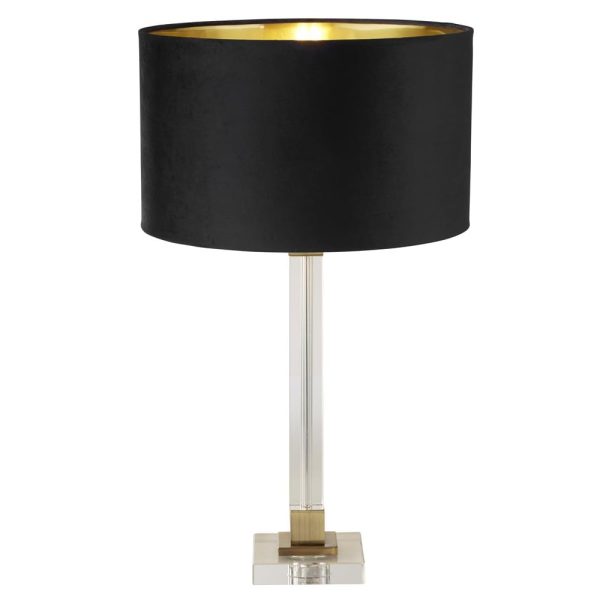 Scarborough Black Velvet Shade Table Lamp In Crystal Base | Bed Sava