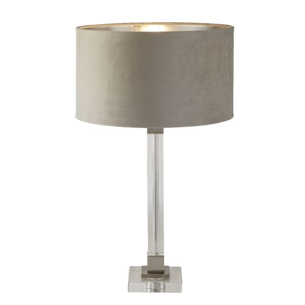 Scarborough Taupe Velvet Shade Table Lamp In Crystal Base | Bed Sava