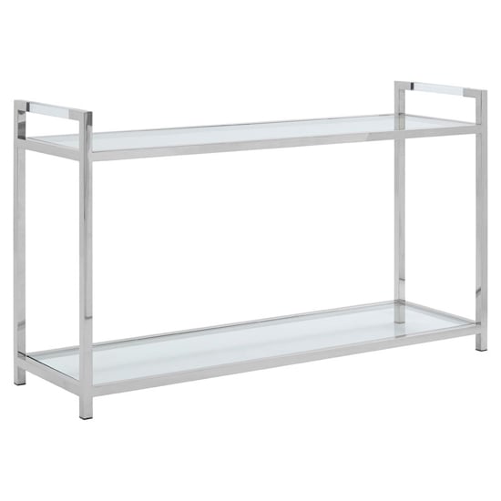 Sceptrum Clear Glass Top Console Table With Silver Steel Base