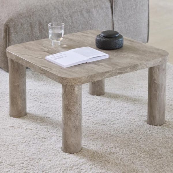 Schijndel Wooden Square Coffee Table In Grey Marble Effect | Bed Sava