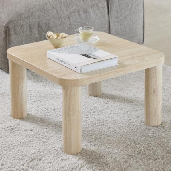 Schijndel Wooden Square Coffee Table In Travertine | Bed Sava