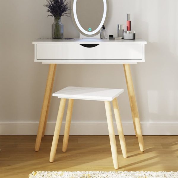 Schofield Wooden Dressing Table Set In White | Bed Sava