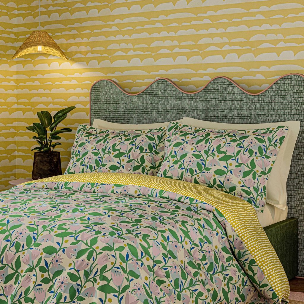 Scion Dancing Daisies Super Kingsize Duvet Cover Set, Lavender & Honey