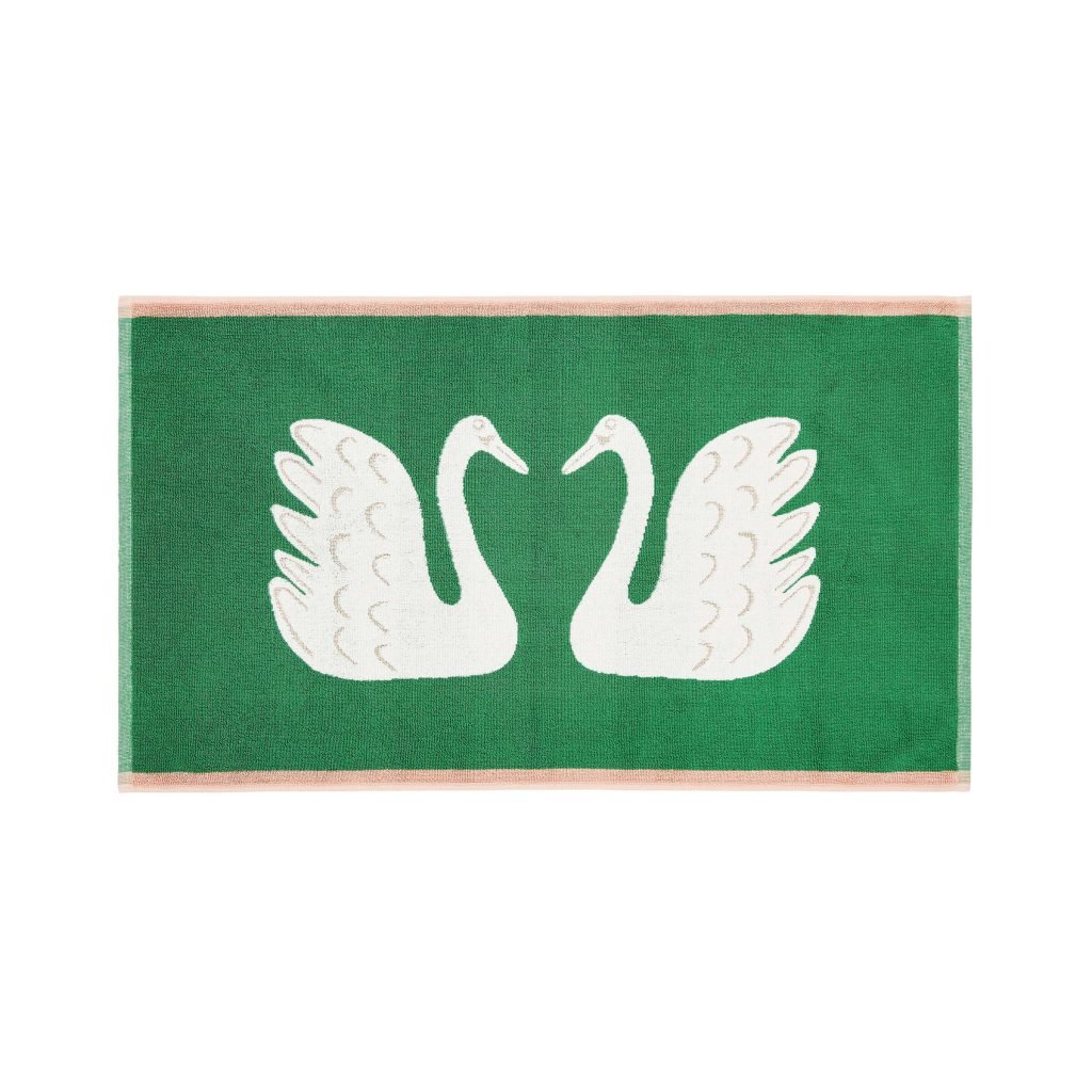 Scion Swim Swam Swan Bath Mat, Mint Leaf