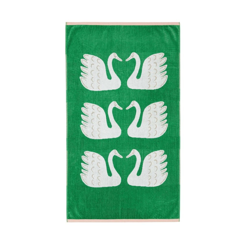 Scion Swim Swam Swan Guest Towel, Mint Leaf
