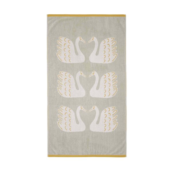 Scion Swim Swam Swan Bath Towel Pebble | Bed Sava