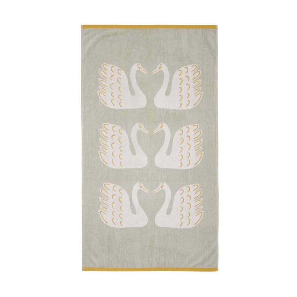 Scion Swim Swam Swan Bath Sheet, Pebble