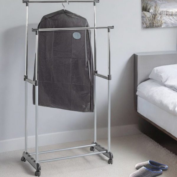 Scranton Tubular Steel Coat Stand In Black And Chrome | Bed Sava