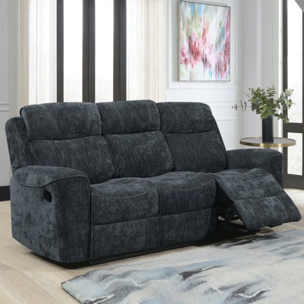 Scribner Fabric Recliner 3 Seater Sofa In Dark Grey | Bed Sava