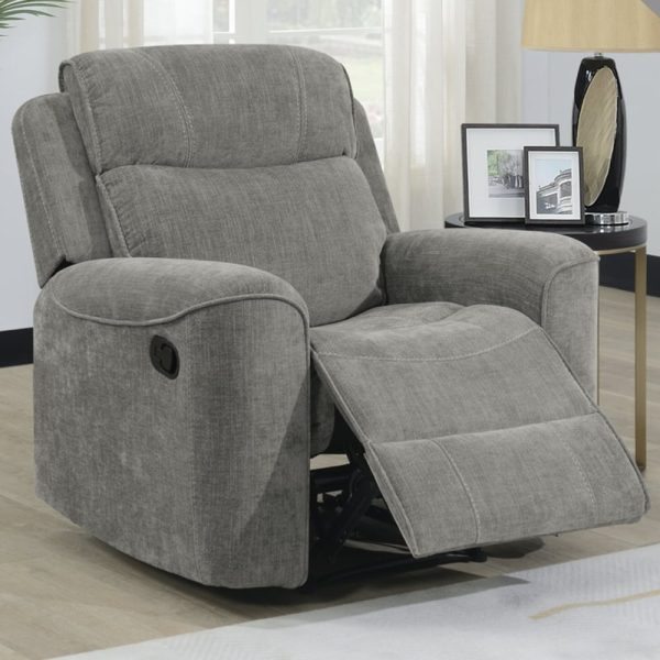 Scribner Fabric Recliner 1 Seater Sofa In Light Grey | Bed Sava