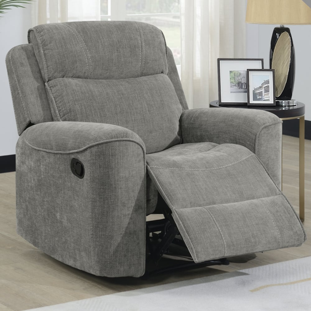 Scribner Fabric Recliner 1 Seater Sofa In Light Grey