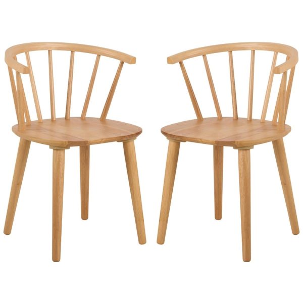 Scribner Matt Oak Wooden Dining Chairs In Pair | Bed Sava