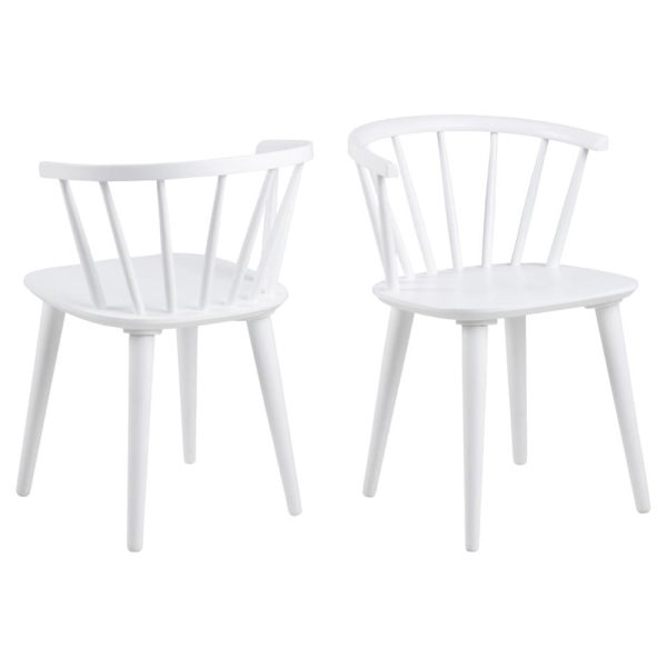 Scribner White Wooden Dining Chairs In Pair | Bed Sava