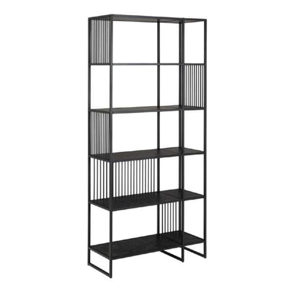 Seattle Wooden Bookcase With 5 Shelves In Black Marble Effect | Bed Sava