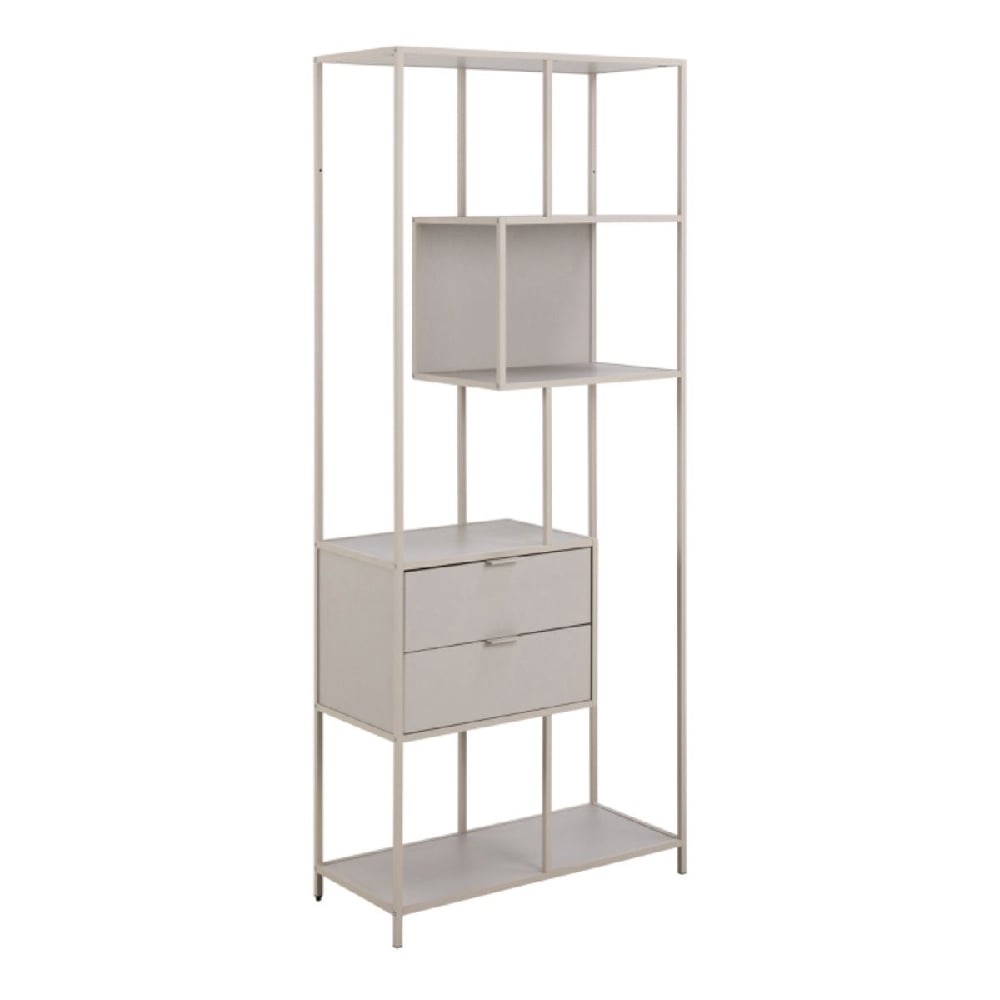 Sebring Wooden Bookcase Large With Metal Frame In Grey