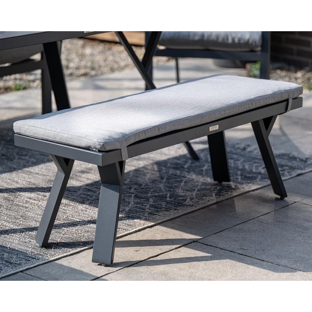 Sedalia Aluminium Garden Seating Bench With Cushion In Light Grey