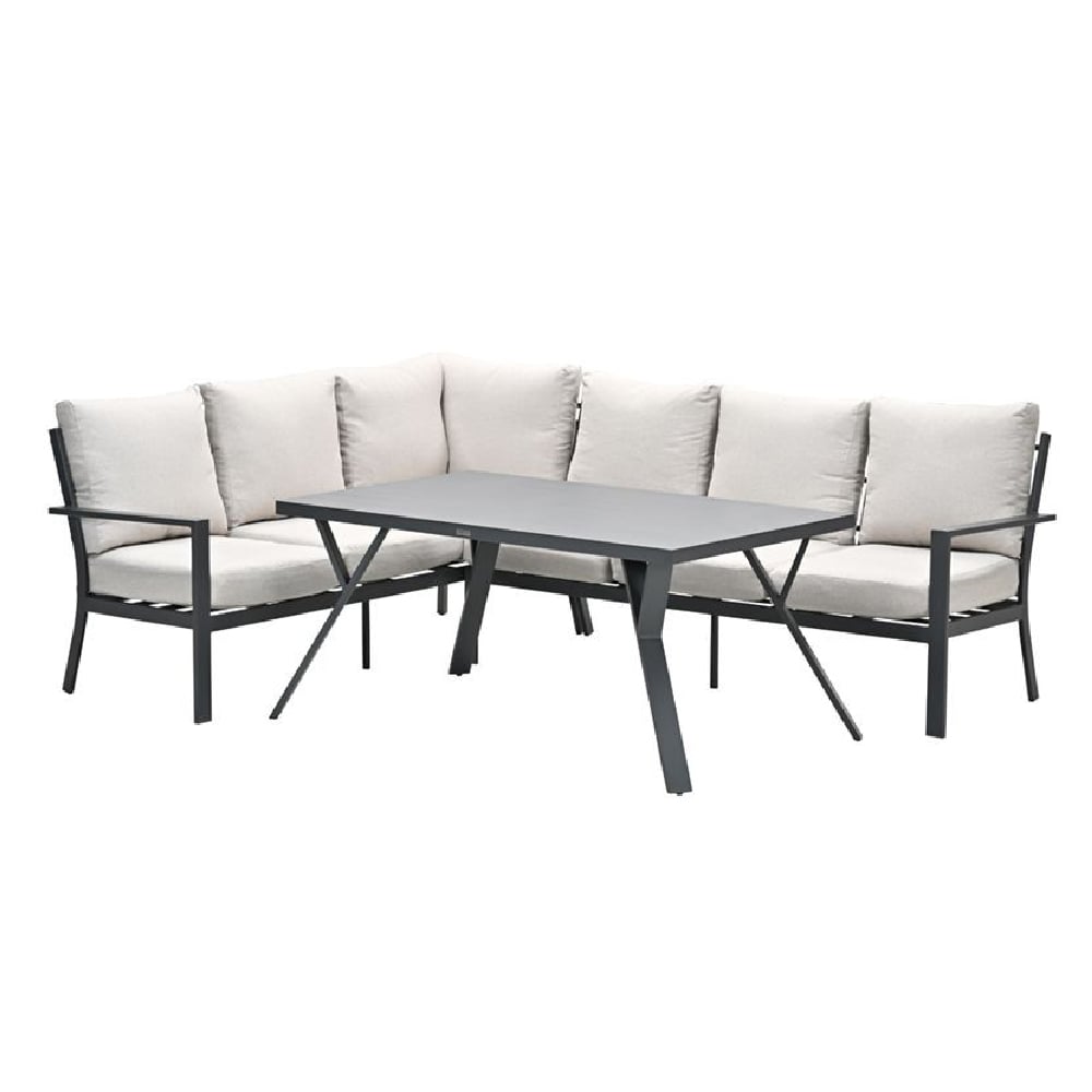 Sedalia Aluminium Left Hand Garden Corner Lounge Set In Sand