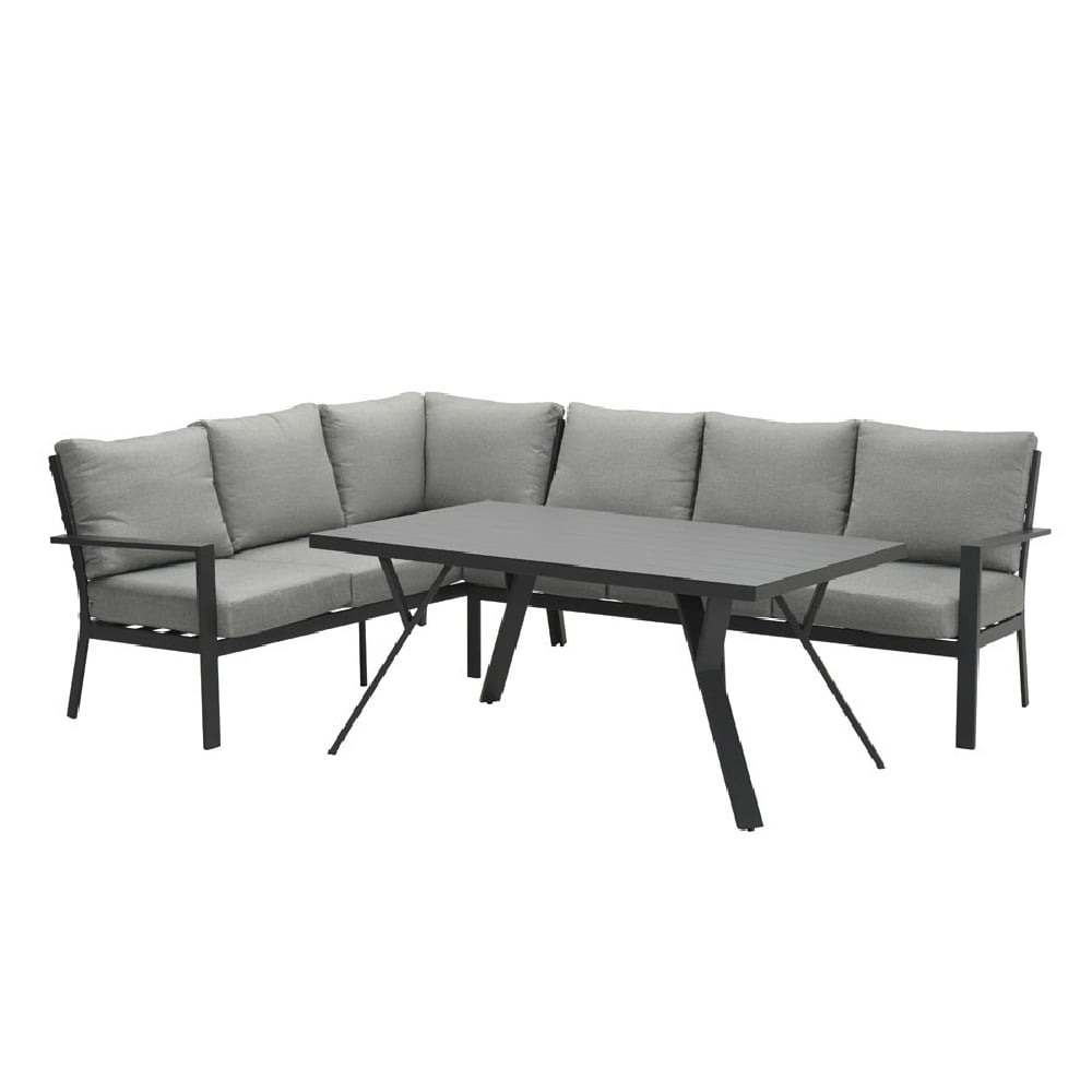 Sedalia Aluminium Left Hand Garden Corner Lounge Set In Dark Grey