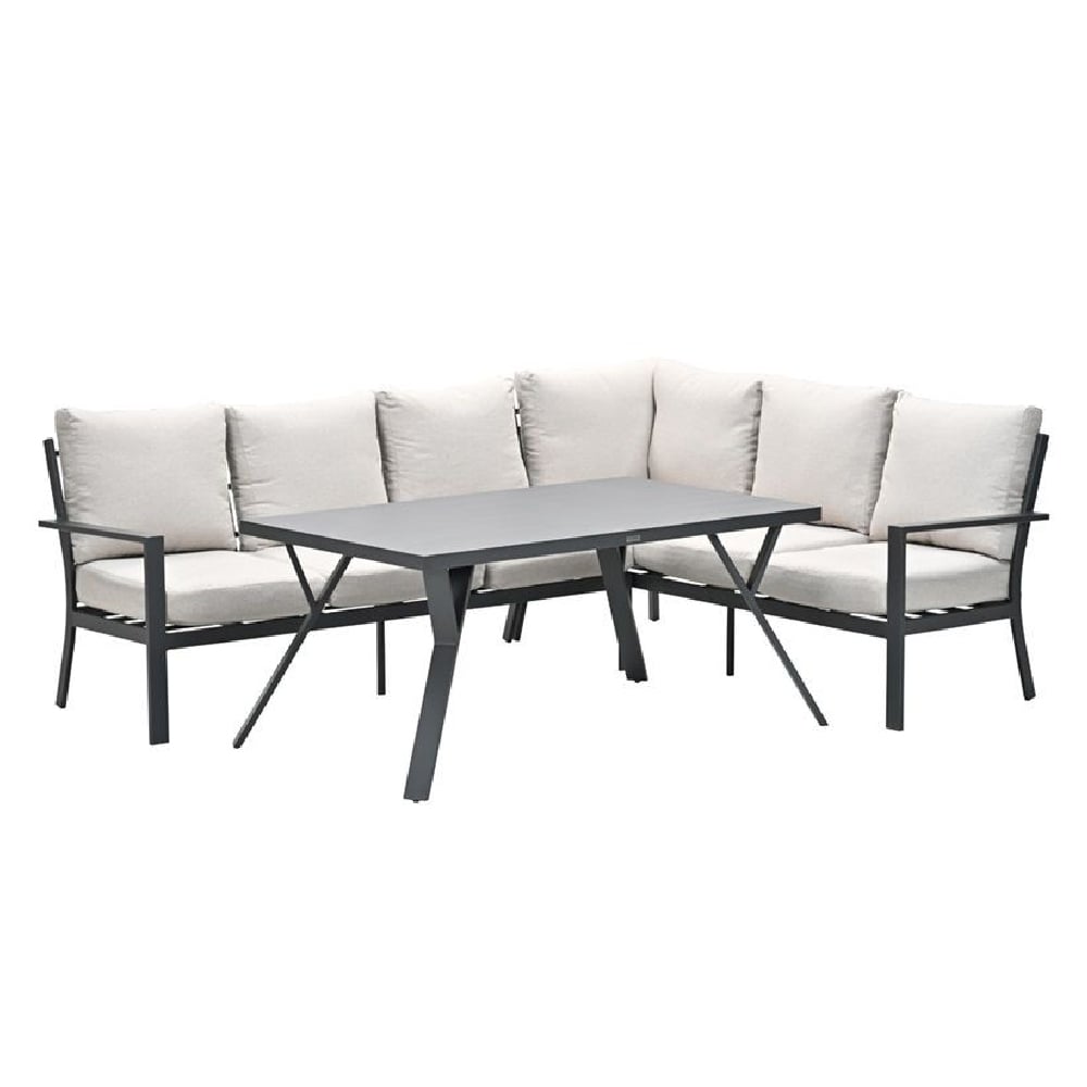 Sedalia Aluminium Right Hand Garden Corner Lounge Set In Sand