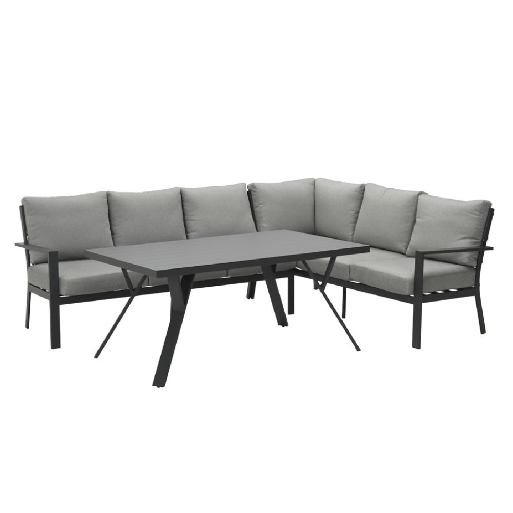 Sedalia Aluminium Right Hand Garden Corner Lounge Set In Dark Grey