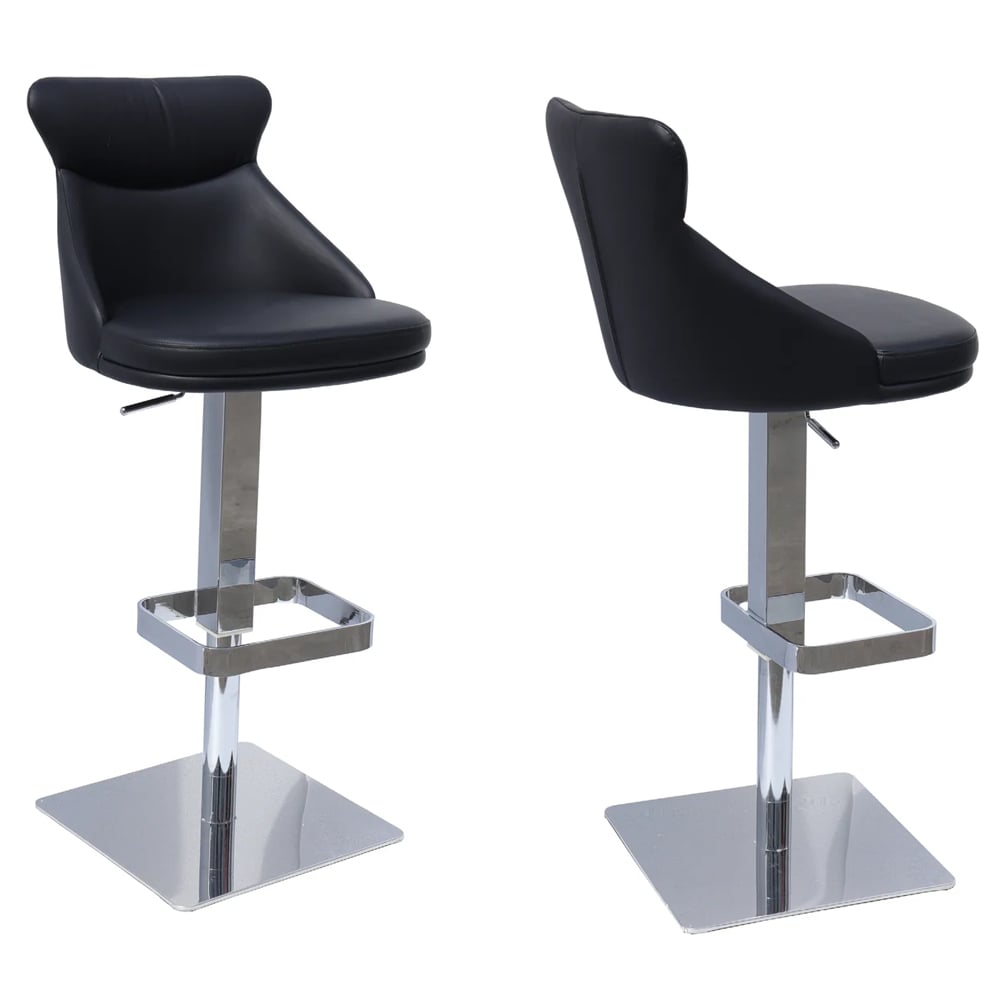 Sedalia Black Faux Leather Bar Chairs In Pair