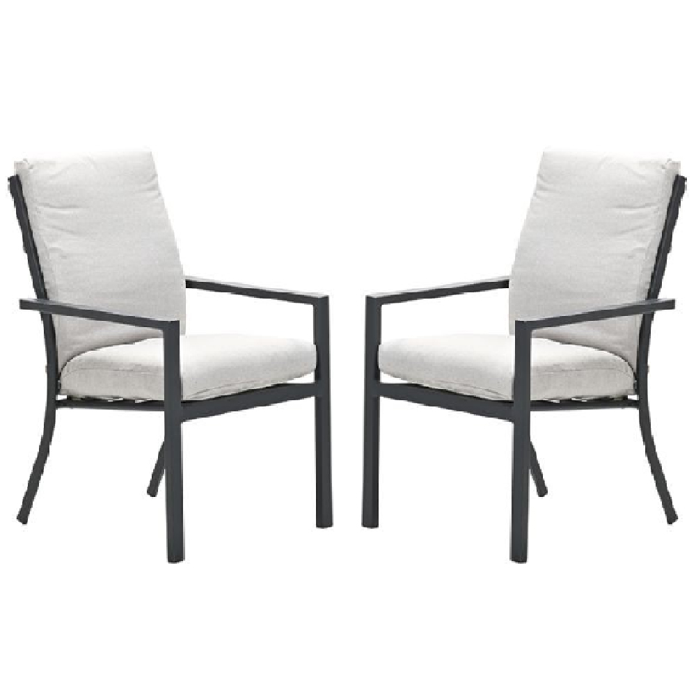 Sedalia Dark Grey Aluminium Dining Chairs With Cushion In Pair
