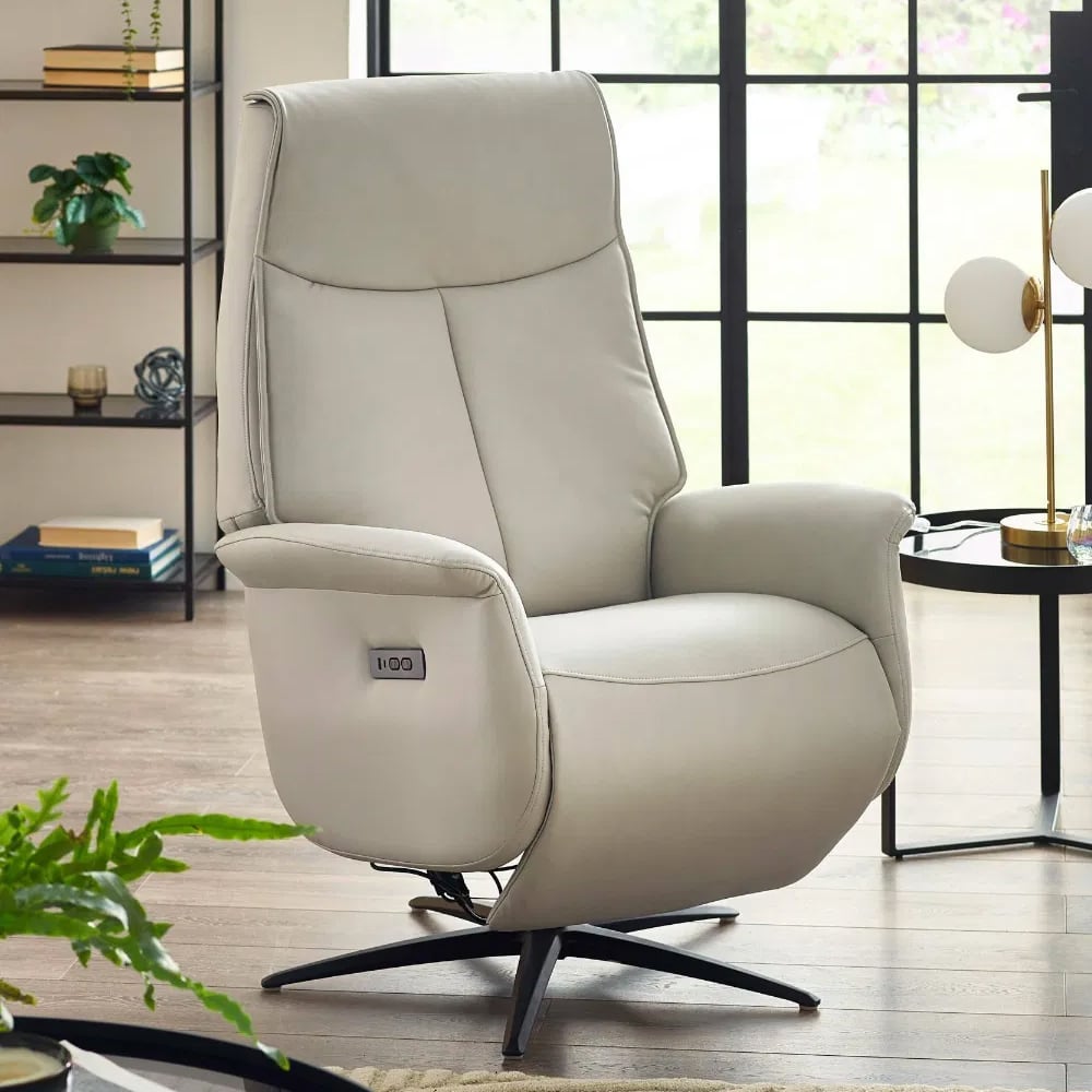 Sedalia Leather Electric Recliner Chair In Grey