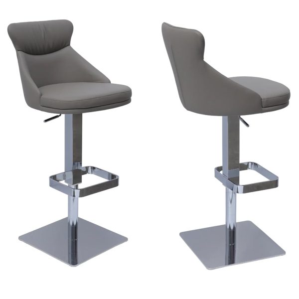 Sedalia Taupe Faux Leather Bar Chairs In Pair | Bed Sava
