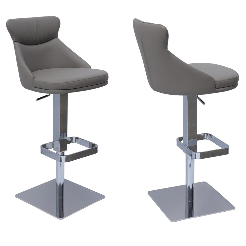 Sedalia Taupe Faux Leather Bar Chairs In Pair