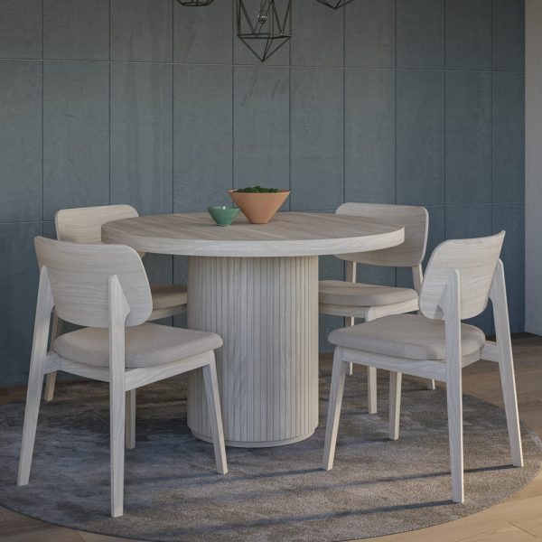 Sedalia Wooden Dining Table With 4 Chairs In Whitewash | Bed Sava