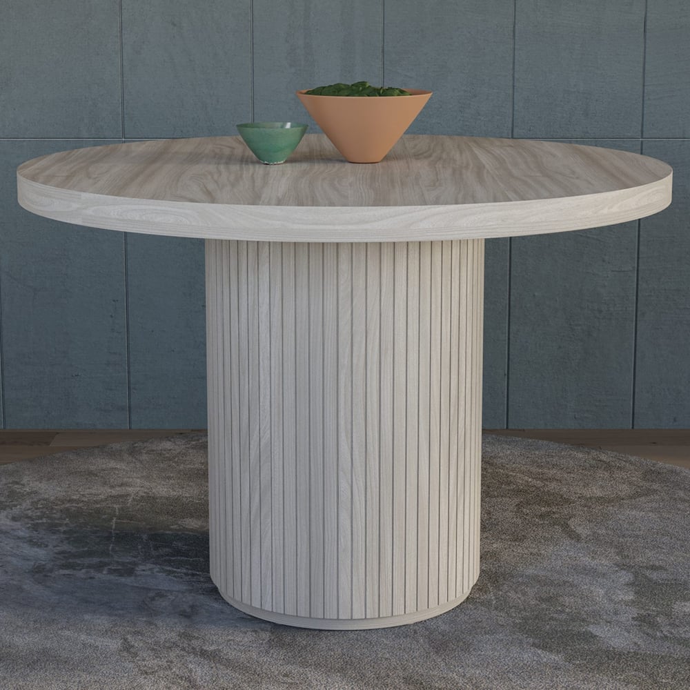 Sedalia Wooden Round Dining Table In Whitewash