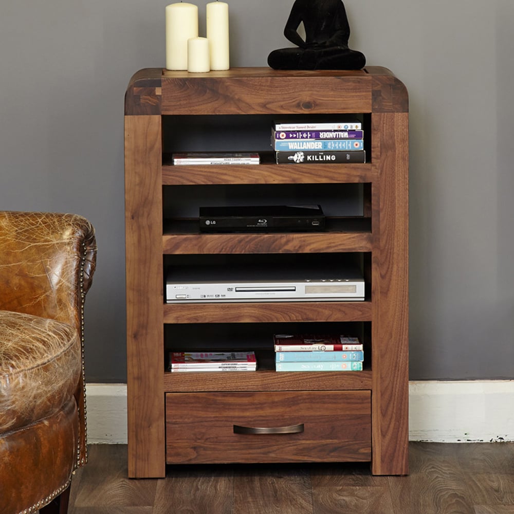 Seekonk Wooden Bookcase With 1 Drawer In Walnut