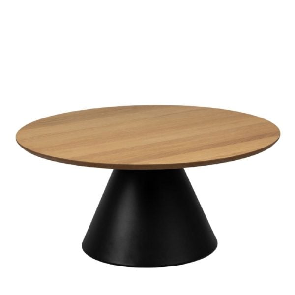 Seguin Wooden Coffee Table Large Round In Oak And Black | Bed Sava