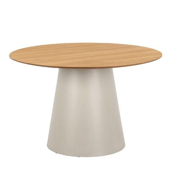 Seguin Wooden Dining Table Round In Oak And Grey | Bed Sava