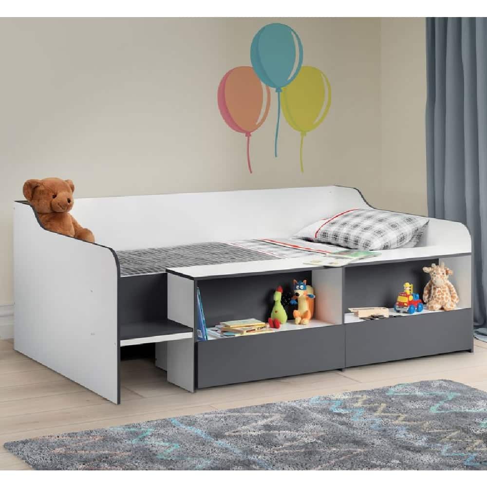 Seguin Wooden Low Sleeper Children Bed In Charcoal And White