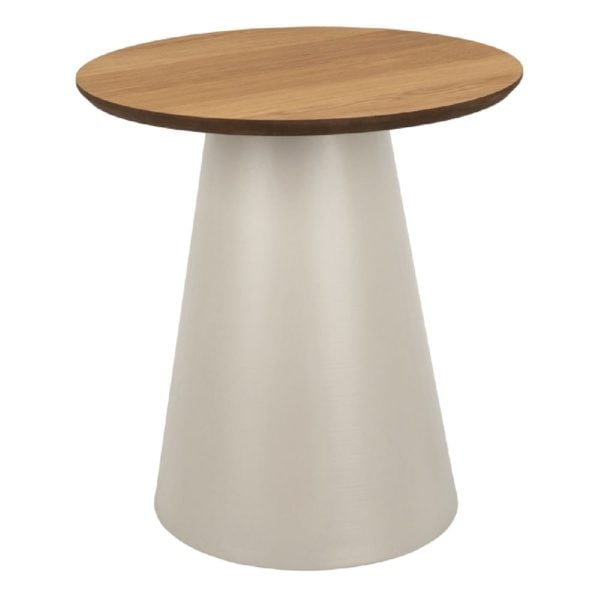 Seguin Wooden Small Round Coffee Table in Oak And Grey | Bed Sava