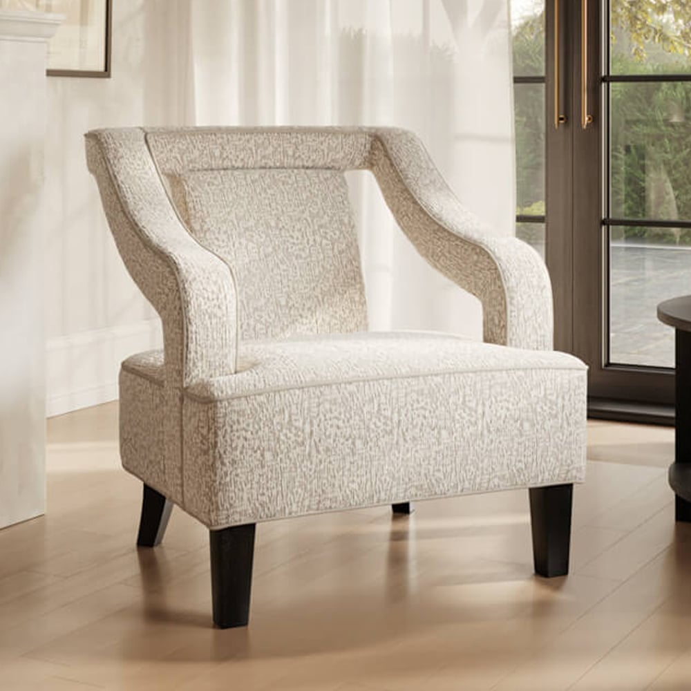 Senatobia Fabric Accent Chair With Black Legs In Beige
